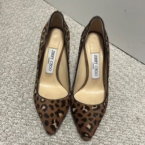 Jimmy Choo Romy Animal Print Calf Hair Heels Pumps Stilletos 35.5